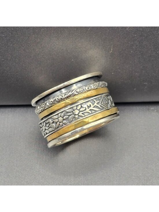 Silpada Jewelry - Silpada Sterling Silver Brass Spinner Ring Size 8 Wide Band Meditation Fidget